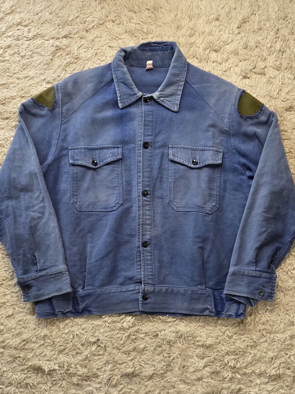 VTG 60s Italian Moleskin Work Jacket Repaired XL